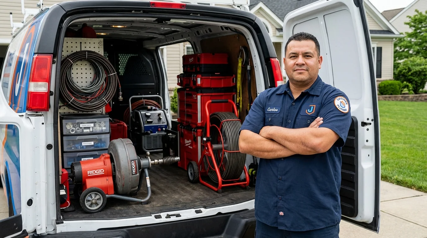 Professional drain cleaning equipment and Johns Plumbing LLC plumber in Ingleside