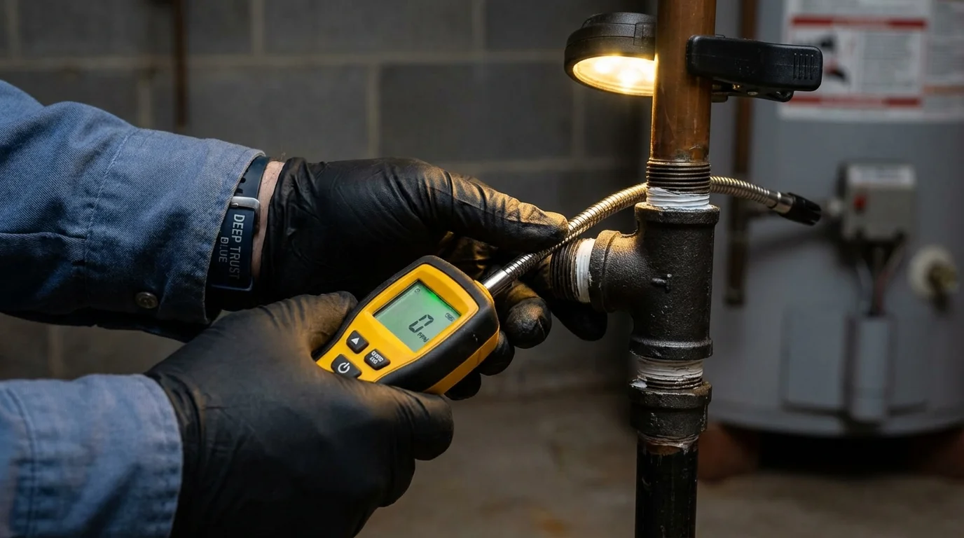 Gas leak detection with electronic sniffer by Johns Plumbing LLC in Ingleside