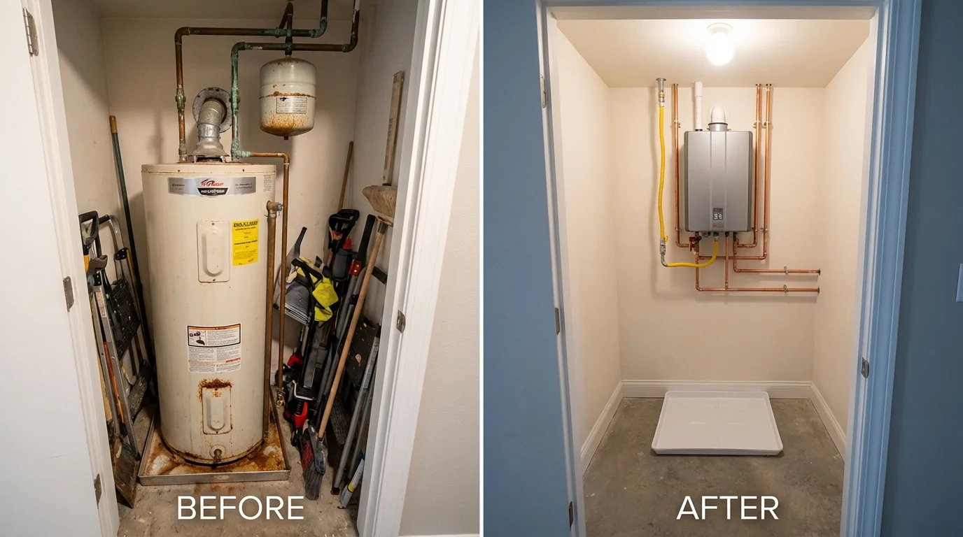 Tank water heater versus wall-mounted tankless unit comparison for Ingleside, TX homeowners