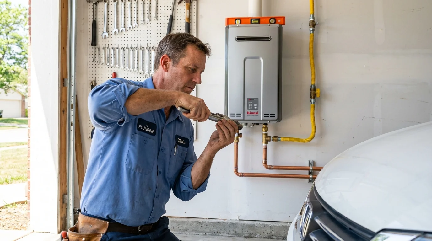 Tankless water heater installation by a Johns Plumbing LLC plumber in Ingleside